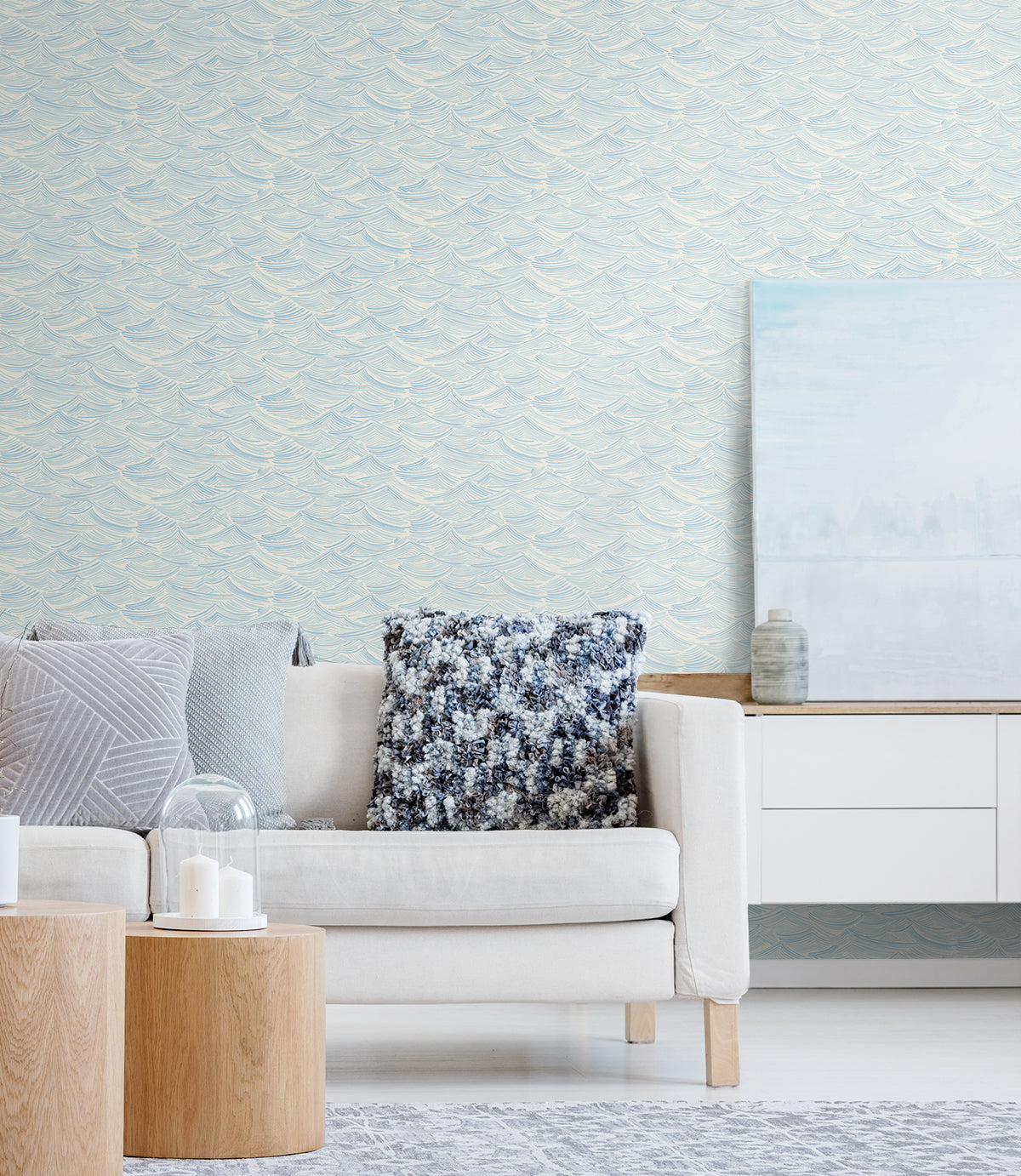 Seaside Waves Blue Oasis by Prepasted Online Coastal Wave Wallpaper – Seabrook Designs PR12802