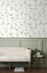 Meadow Floral Trail Wheatfield & Sage by Prepasted Online Floral Trail Wallpaper – Seabrook Designs PR13303