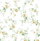 Meadow Floral Trail wallpaper in Wheatfield & Sage floral vine pattern on a light ground