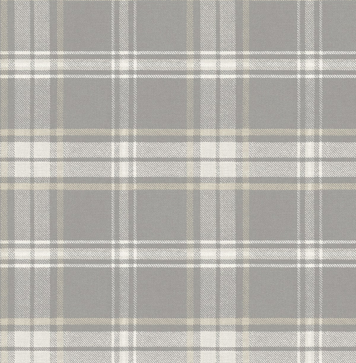 Dellabrooke Plaid wallpaper in Daydream Grey (grey and off-white traditional plaid pattern)