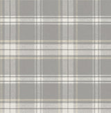 Dellabrooke Plaid wallpaper in Daydream Grey (grey and off-white traditional plaid pattern)