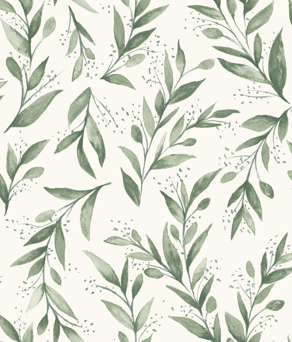 Olive Branch Olive Grove Peel & Stick Wallpaper with Botanical Watercolor Leaf Pattern - York PSW1001RL