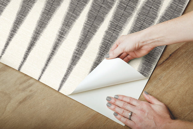 Magnolia Home Handloom Black Peel & Stick Wallpaper with Bohemian Geometric Pattern - York PSW1004RL