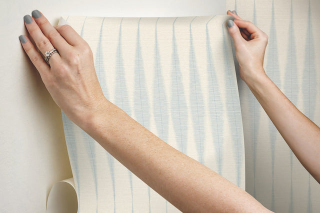 Handloom Baby Blue Peel & Stick Wallpaper with Bohemian Geometric Pattern - York PSW1005RL