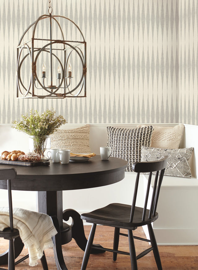 Magnolia Home Handloom Cool Grey Peel & Stick Wallpaper with Bohemian Geometric Ikat Style - York PSW1006RL