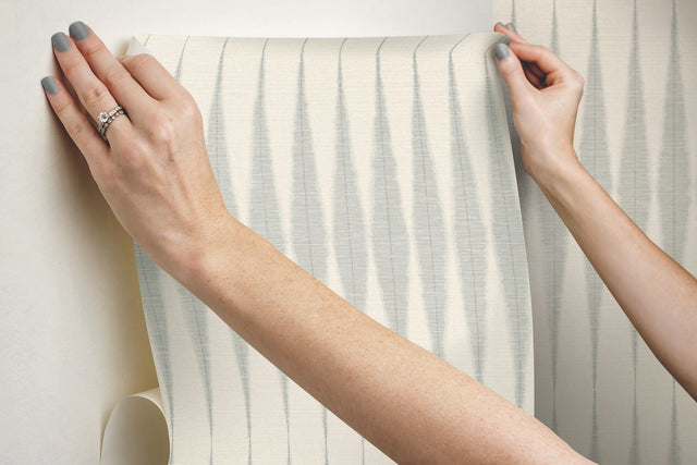 Magnolia Home Handloom Cool Grey Peel & Stick Wallpaper with Bohemian Geometric Ikat Style - York PSW1006RL