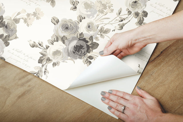 Magnolia Home Heirloom Rose Grey & White Peel & Stick Wallpaper