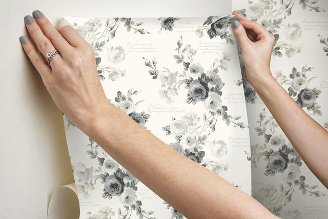 Magnolia Home Heirloom Rose Grey & White Peel & Stick Wallpaper
