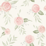 Magnolia Home Watercolor Roses Coral Peel & Stick Wallpaper with Botanical Floral Motif - York PSW1013RL