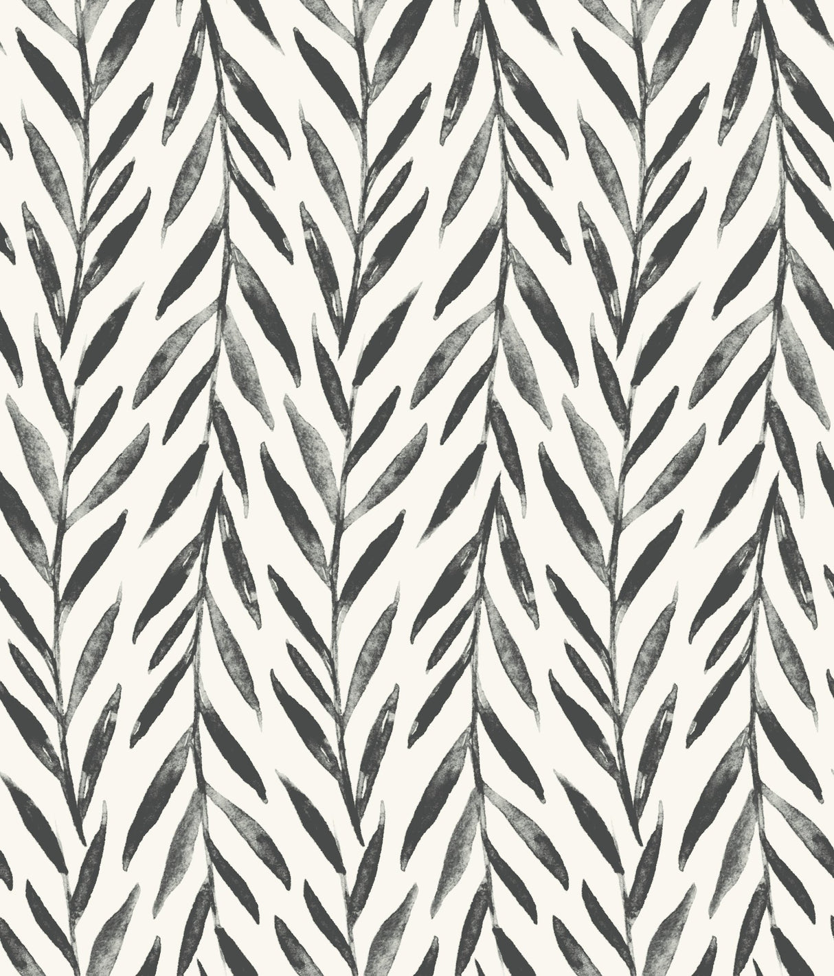 Willow Black Peel & Stick Wallpaper with Botanical Watercolor Leaf Stripe - York PSW1017RL