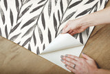 Willow Black Peel & Stick Wallpaper with Botanical Watercolor Leaf Stripe - York PSW1017RL