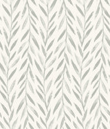 Magnolia Home Willow Grey Peel & Stick Wallpaper with Botanical Watercolor Leaf Stripe - York PSW1018RL