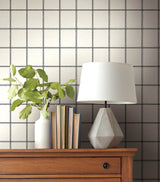 Sunday Best Black Peel & Stick Wallpaper with Plaid Grid Pattern - York PSW1023RL