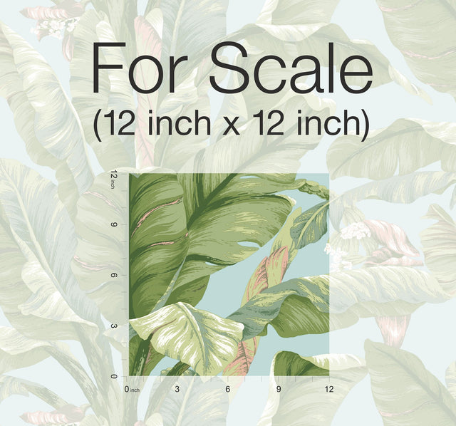 Banana Leaf Blue & Green Premium Peel & Stick Wallpaper - York PSW1036RL