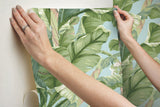 Banana Leaf Blue & Green Premium Peel & Stick Wallpaper - York PSW1036RL