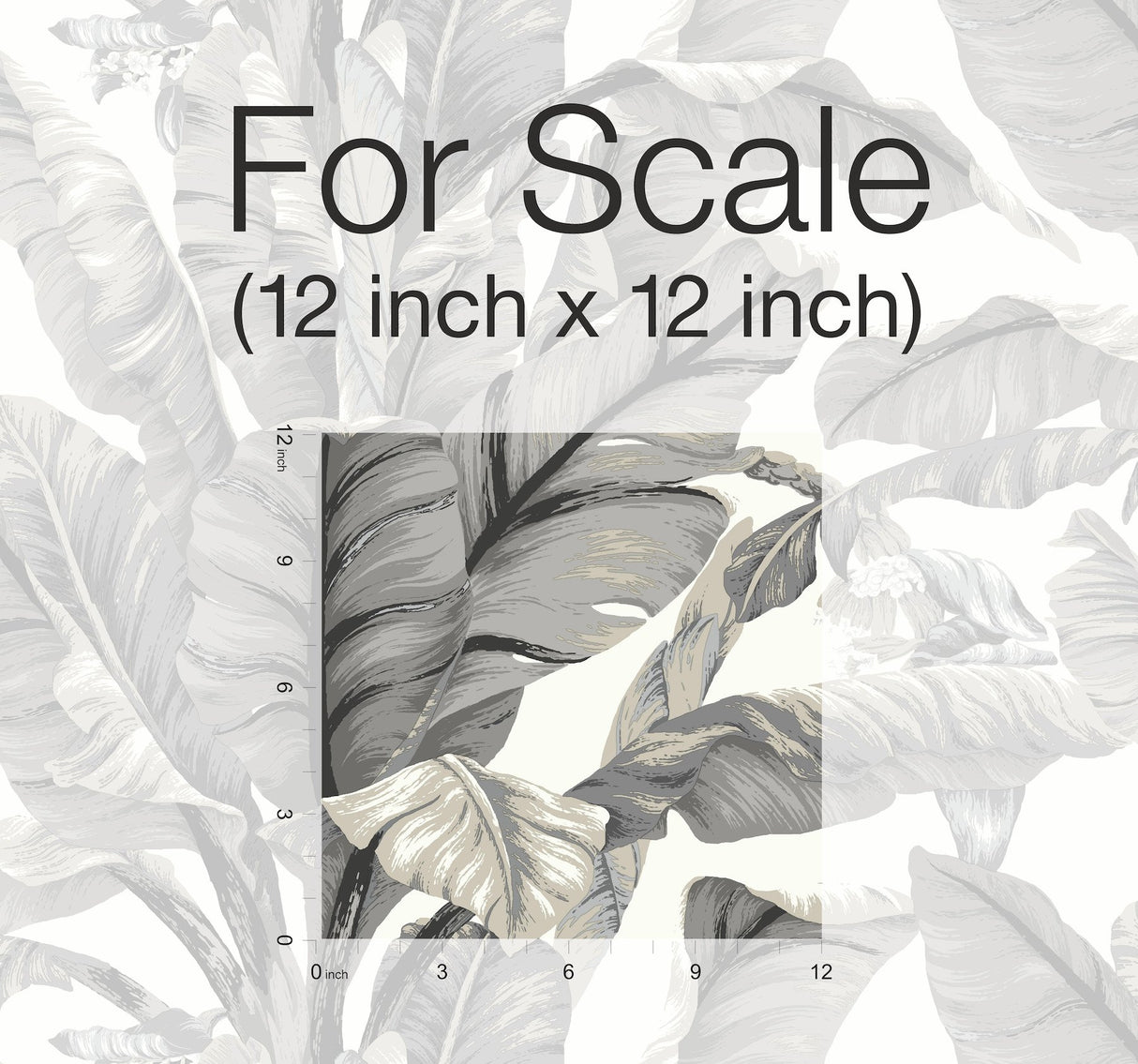 Banana Leaf White & Black Peel & Stick Wallpaper with Botanical Tropical Motif - York PSW1037RL