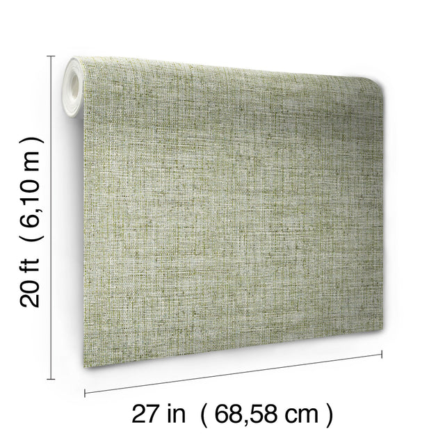 Papyrus Weave Green Peel & Stick Wallpaper with Textured Faux Grasscloth Look - York PSW1038RL