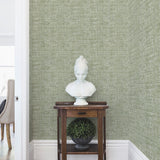 Papyrus Weave Green Peel & Stick Wallpaper with Textured Faux Grasscloth Look - York PSW1038RL
