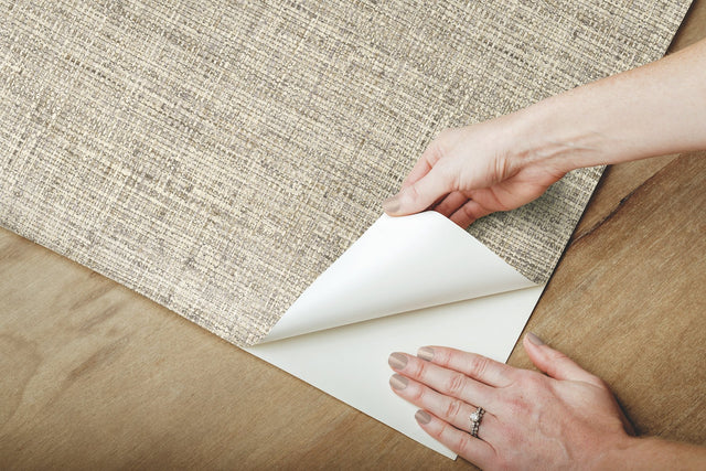 Papyrus Weave Neutral Peel & Stick Wallpaper with Textured Woven Look - York PSW1039RL