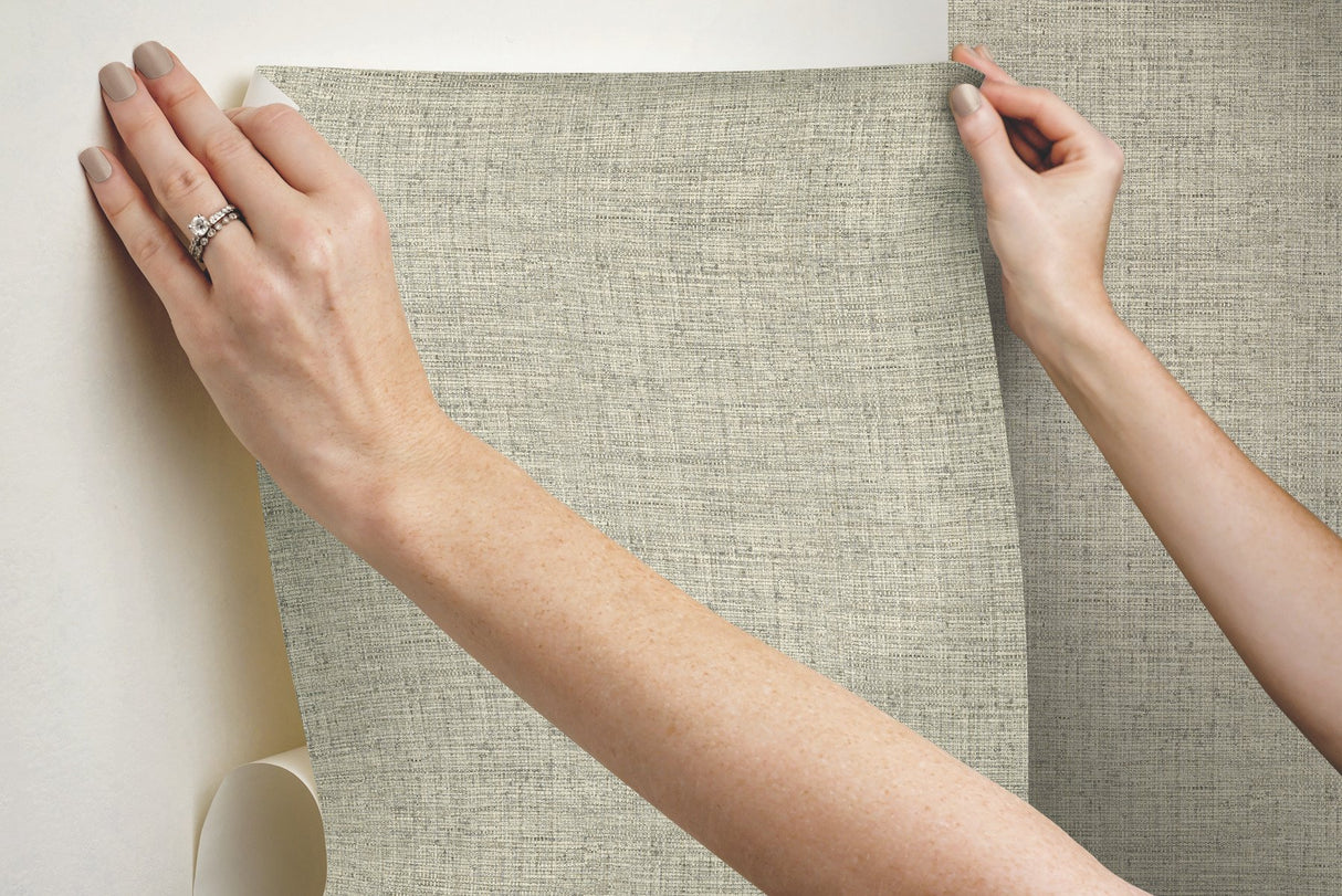 Papyrus Weave Neutral Peel & Stick Wallpaper with Textured Woven Look - York PSW1039RL