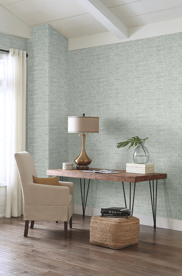 Papyrus Weave Blue Peel & Stick Wallpaper with Textured Woven Motif - York PSW1040RL
