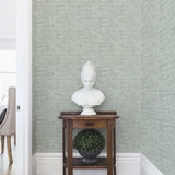 Papyrus Weave Blue Peel & Stick Wallpaper with Textured Woven Motif - York PSW1040RL