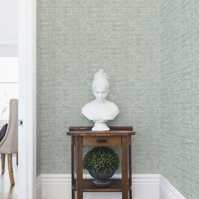 Papyrus Weave Blue Peel & Stick Wallpaper with Textured Woven Motif - York PSW1040RL
