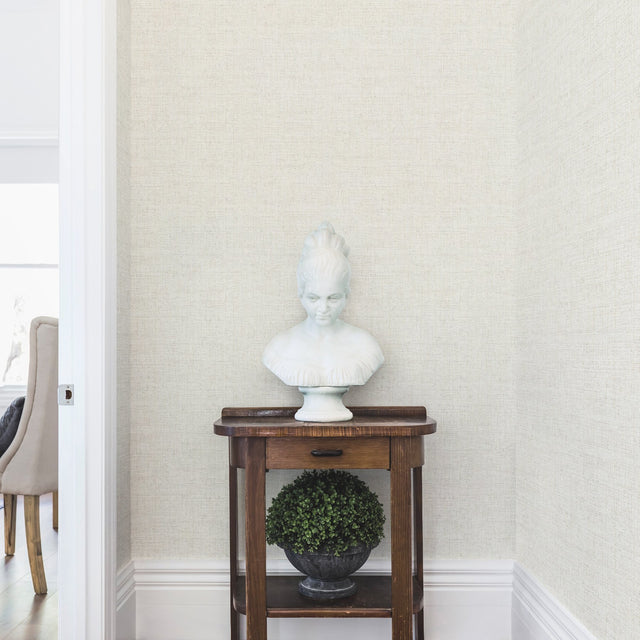 Papyrus Weave White Peel & Stick Wallpaper with Textured Woven Look - York PSW1041RL
