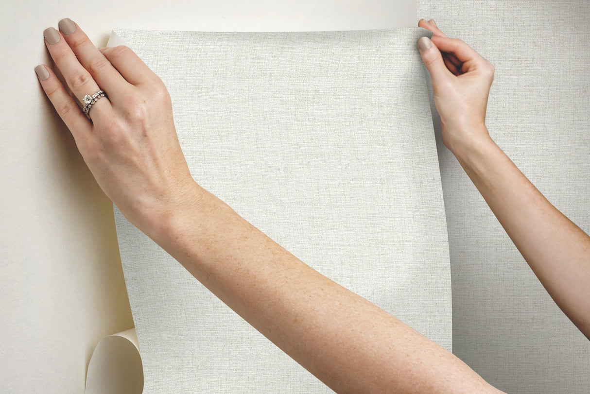 Papyrus Weave White Peel & Stick Wallpaper with Textured Woven Look - York PSW1041RL