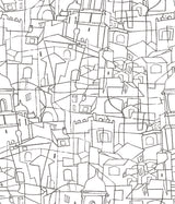 Cubist Cityscape Black Premium Peel & Stick Wallpaper with Geometric City Line Art - York PSW1047RL
