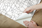 Cubist Cityscape Black Premium Peel & Stick Wallpaper with Geometric City Line Art - York PSW1047RL
