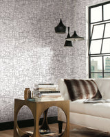 Cubist Cityscape Black Premium Peel & Stick Wallpaper with Geometric City Line Art - York PSW1047RL