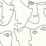 Pablo Portraits Black Peel & Stick Wallpaper with Abstract Line-Drawing Faces - York PSW1053RL