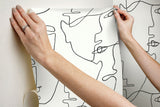 Pablo Portraits Black Peel & Stick Wallpaper with Abstract Line-Drawing Faces - York PSW1053RL