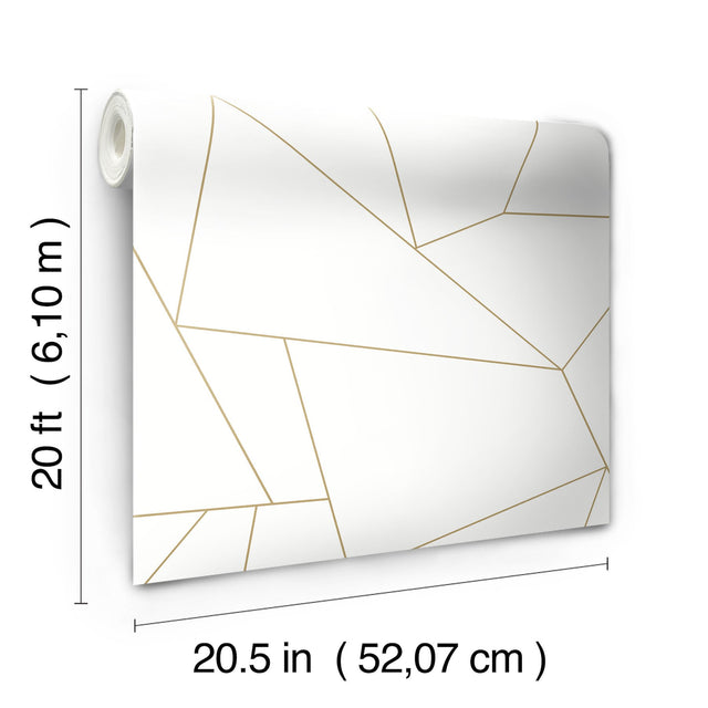 Fractured Prism Gold Metallic Peel & Stick Wallpaper with Geometric Line Pattern - York PSW1064RL