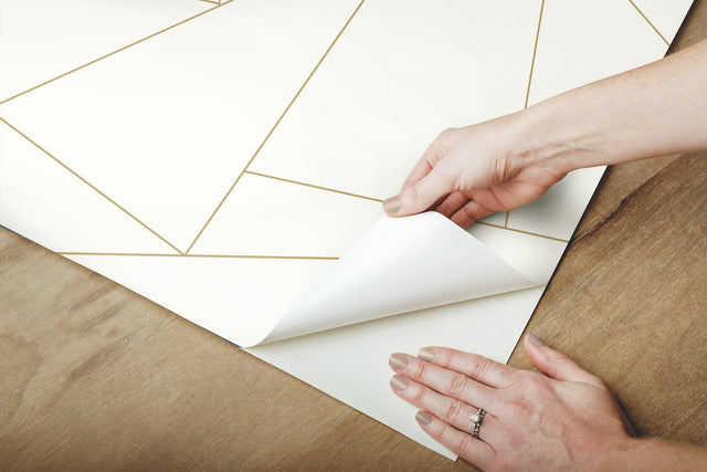 Fractured Prism Gold Metallic Peel & Stick Wallpaper with Geometric Line Pattern - York PSW1064RL