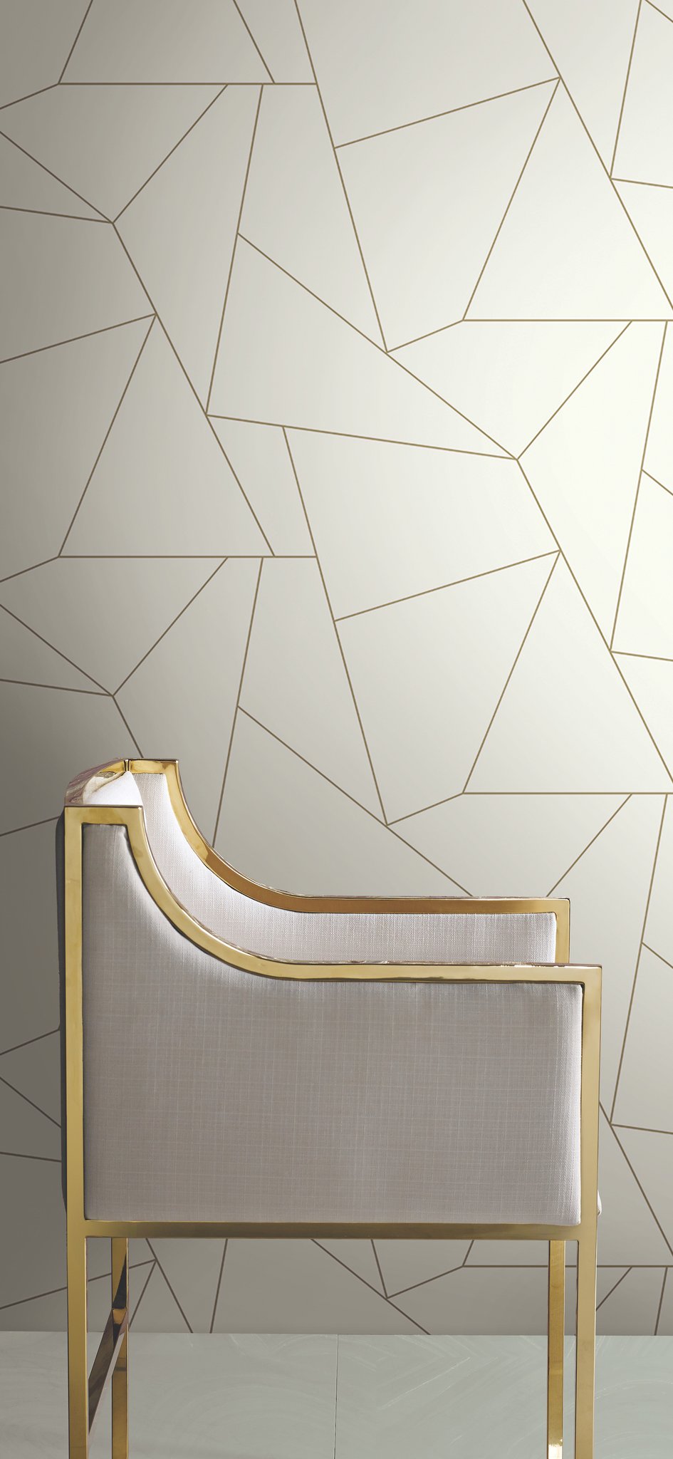 Fractured Prism Gold Metallic Peel & Stick Wallpaper with Geometric Line Pattern - York PSW1064RL