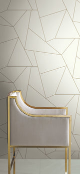 Fractured Prism Gold Metallic Peel & Stick Wallpaper with Geometric Line Pattern - York PSW1064RL