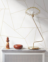 Fractured Prism Gold Metallic Peel & Stick Wallpaper with Geometric Line Pattern - York PSW1064RL
