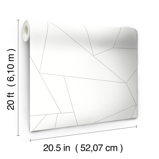 Fractured Prism Grey Metallic Peel & Stick Wallpaper with Geometric Metallic Effect - York PSW1065RL