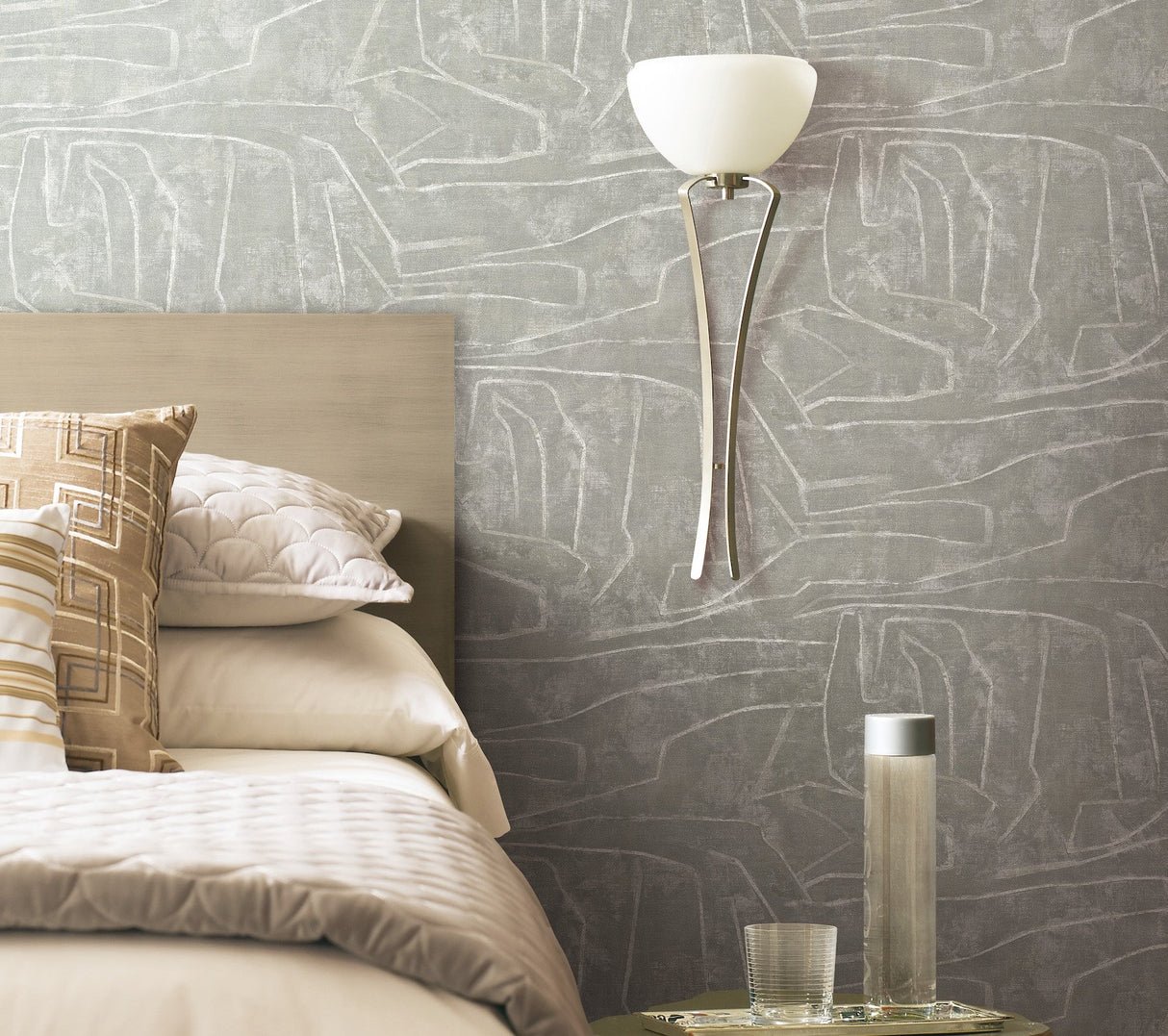 Urban Chalk Grey Premium Peel & Stick Wallpaper with Geometric Chalk Motif - York PSW1069RL