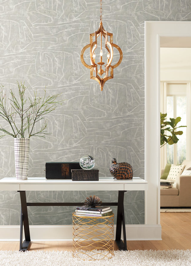 Urban Chalk Grey Premium Peel & Stick Wallpaper with Geometric Chalk Motif - York PSW1069RL