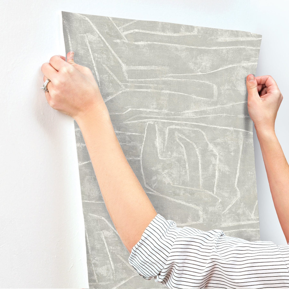 Urban Chalk Grey Premium Peel & Stick Wallpaper with Geometric Chalk Motif - York PSW1069RL