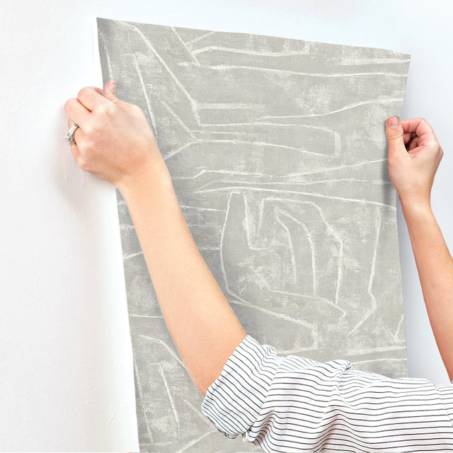 Urban Chalk Grey Premium Peel & Stick Wallpaper with Geometric Chalk Motif - York PSW1069RL
