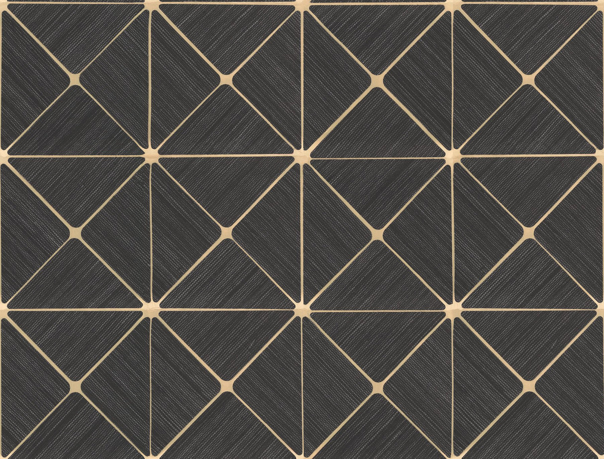 Double Diamonds Black Peel & Stick Wallpaper with Geometric Diamond Motif - York PSW1070RL
