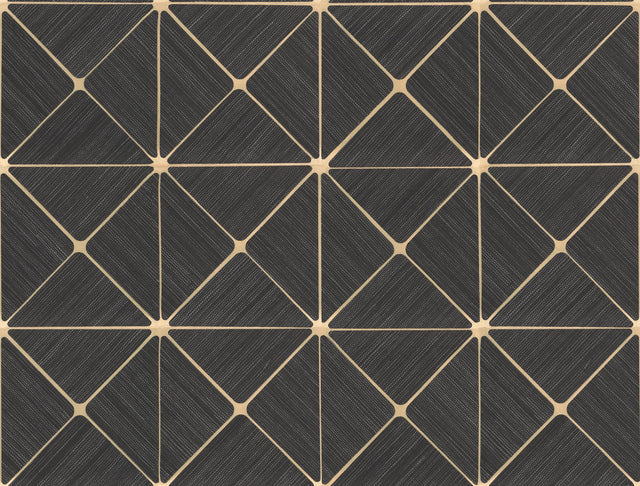 Double Diamonds Black Peel & Stick Wallpaper with Geometric Diamond Motif - York PSW1070RL