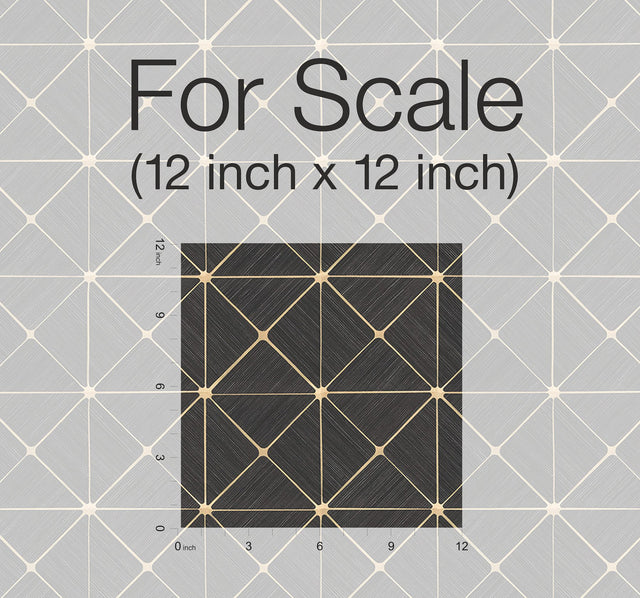 Double Diamonds Black Peel & Stick Wallpaper with Geometric Diamond Motif - York PSW1070RL