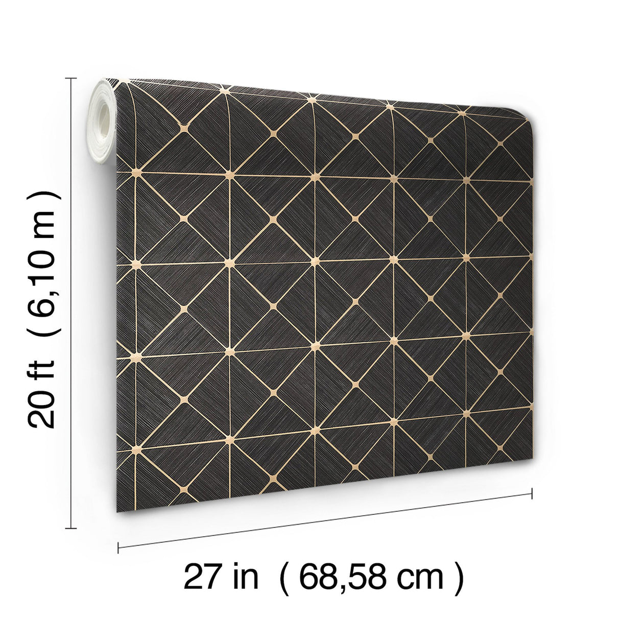 Double Diamonds Black Peel & Stick Wallpaper with Geometric Diamond Motif - York PSW1070RL