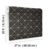 Double Diamonds Black Peel & Stick Wallpaper with Geometric Diamond Motif - York PSW1070RL