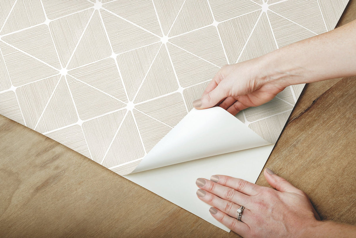 Double Diamonds Off White Peel & Stick Wallpaper with Geometric Diamond Pattern - York PSW1072RL